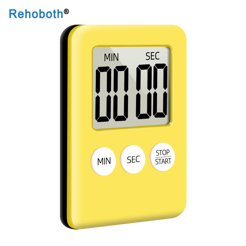 Super Thin LCD Digital Screen Kitchen Timer Square Cooking Count Up Countdown Alarm Sleep Stopwatch Temporizador Clock: Yellow