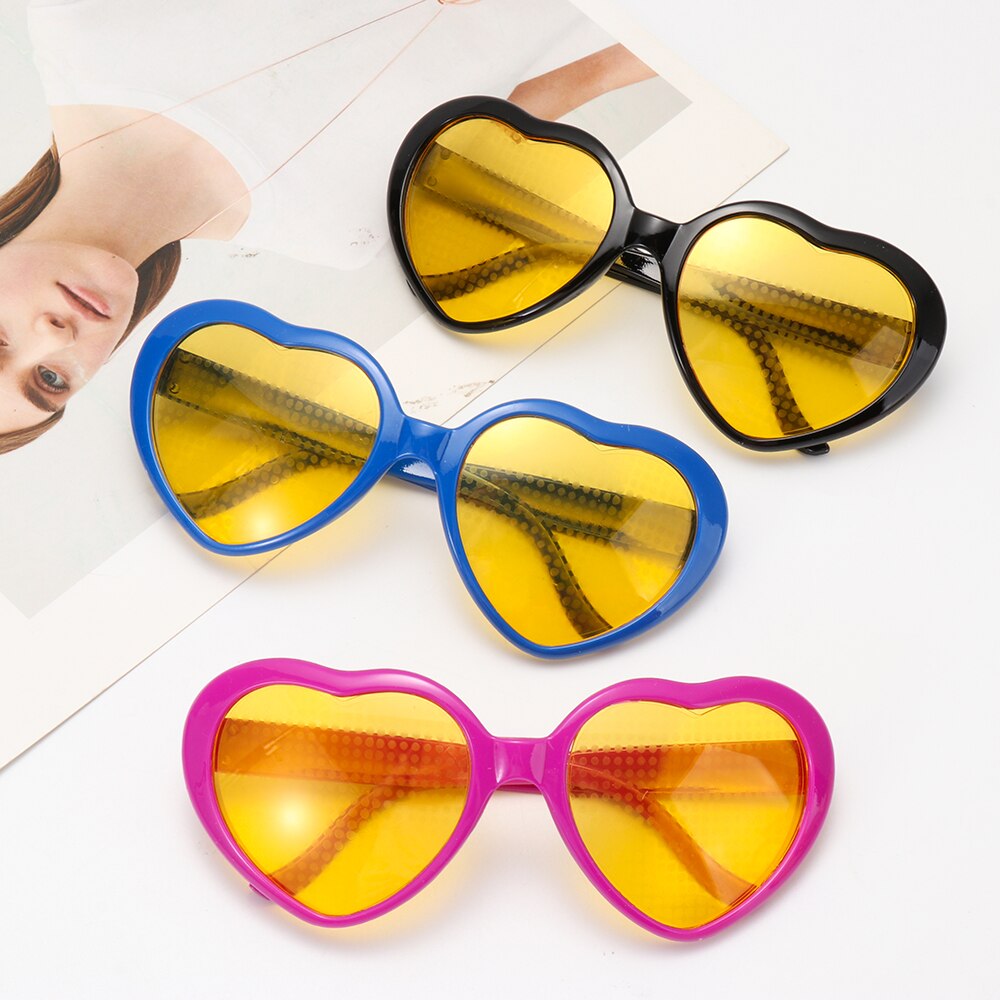 Love Heart Shaped Effects Glasses Watch The Lights Change to Heart Shape At Night Diffraction Women Sunglasses