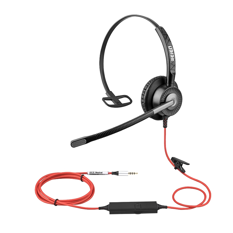 BS19 Wired Earphone with microph,Noise Reduction,Call center Communication headset headphone,Fit for PC/Phone/Laptop/Home Office: black