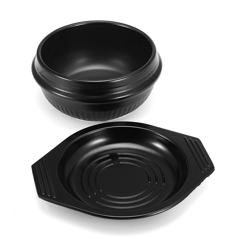 16cm Black Classic Korean Stone Pot Cuisine Sets Ceramic Stone Bowl Pot for Bibimbap Ceramic Soup Ramen Rice Bowls Cookware