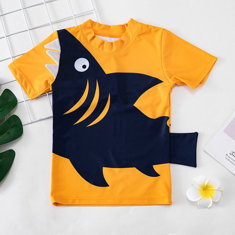 Baby Zwemmen Pak + Cap Shark Print Swimswear Badpak Kids Peuter Jongen Cartoon Kinderen Rash Guards Strand 3Pc Jongen kleding Set