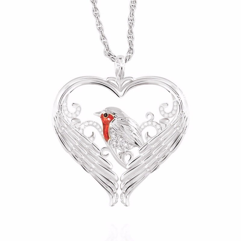 collares para mujer collar hombre andywen colgantes plata de ley 925 mujer collares de Exquisito y colgante de pájaro dorado. Collar de pájaro dorado protegido por alas de ángel. Buenos para niñas