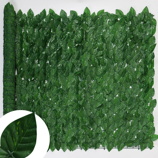 Artificial Leaf Fence Hedge Wall Outdoor Garden Fence Decoration Privacy Screen Protect Ivy Fence Vertical Courtyard Hedge FENC: M / Light Grey