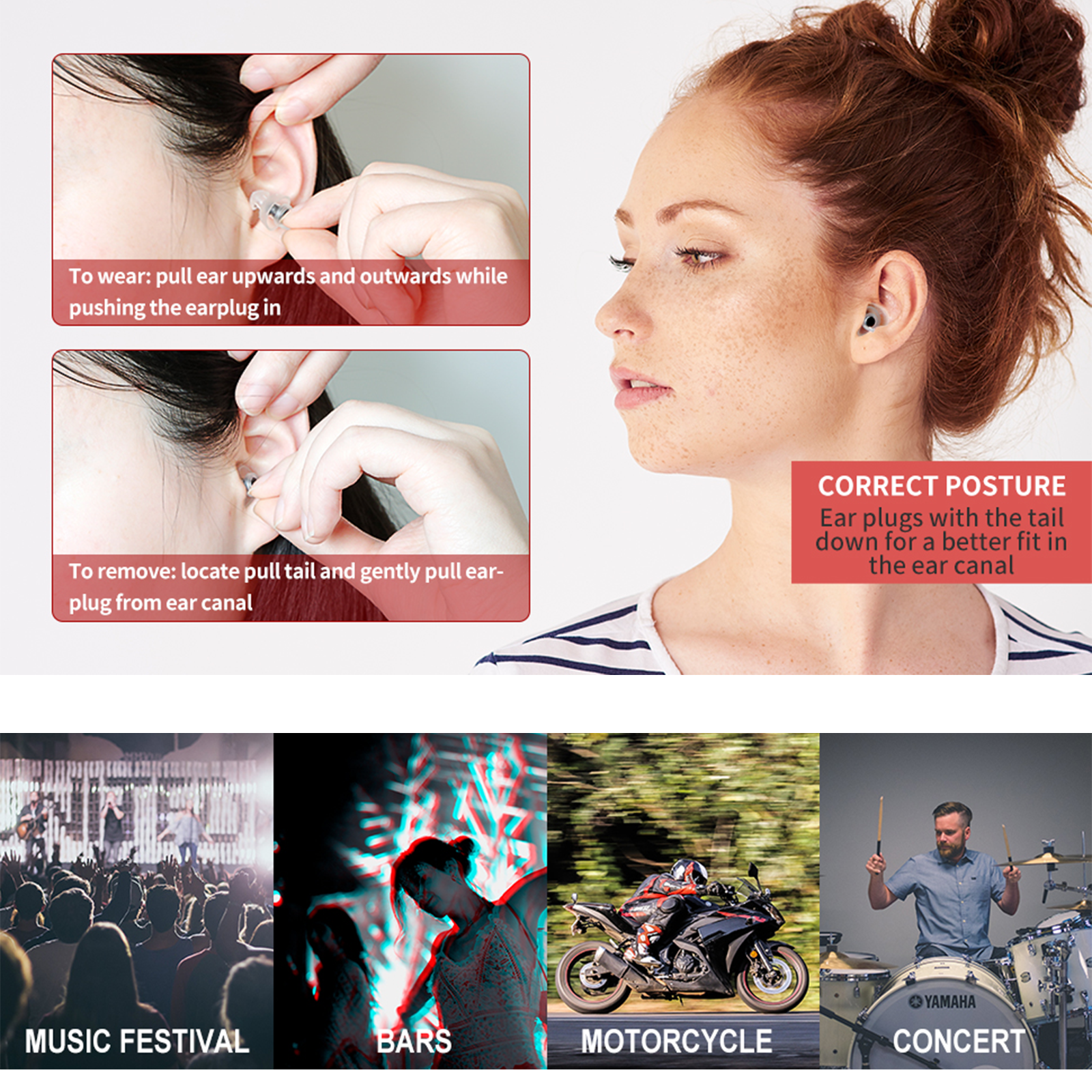 High Fidelity concert-oordopjes voor muziek - Herbruikbare muzikanten-oordopjes voor ruisonderdrukking, concertfestivals, drummers, DJS