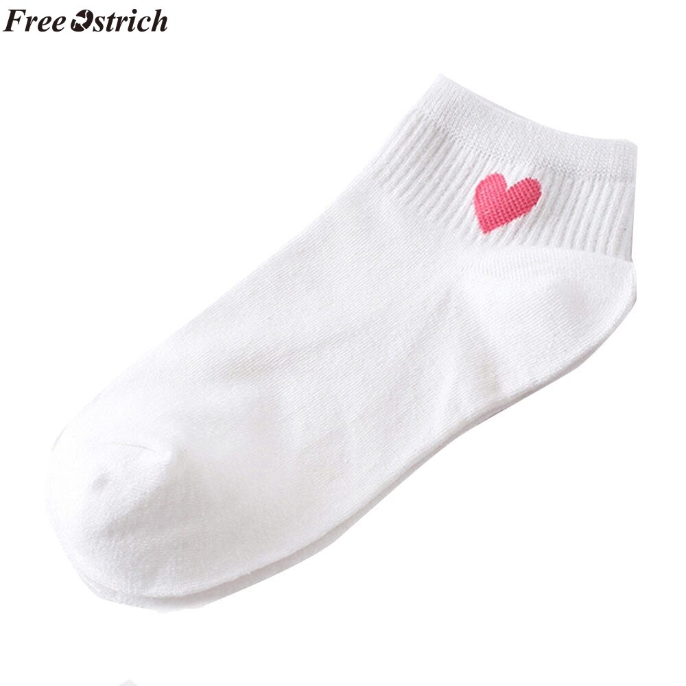 FREE OSTRICH 1 Pair Red Heart Cute College Wind Simple Basic Fresh Cotton socks women in spring summer