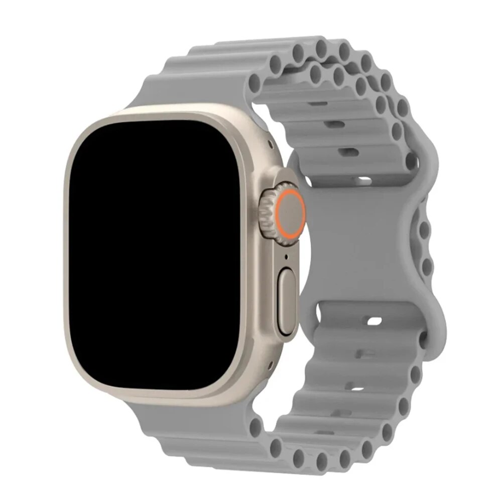 Armband för apple watch ultra band 49mm ultra 1 ultra 2 49mm ocean belt sport silikonarmband corrrea för iwatch-serien ultra 49: Svart
