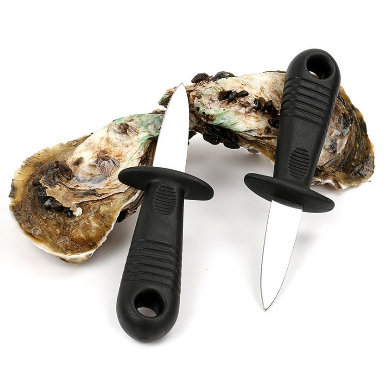 Stainless Steel Shovel Seafood Shell Tool Open Oyster Knife Plastic Handle Shovel Kitchen Gadgets Oyster Knife Seafood