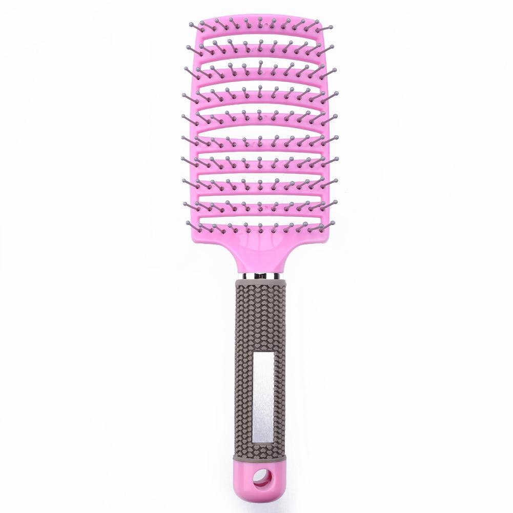 Kunststoff Nylon Anti-Statische Haar Pinsel Gebogene Reihe Frauen Haar Kopfhaut Massagegerät Kamm für Salon Friseur Styling Werkzeuge: rosa