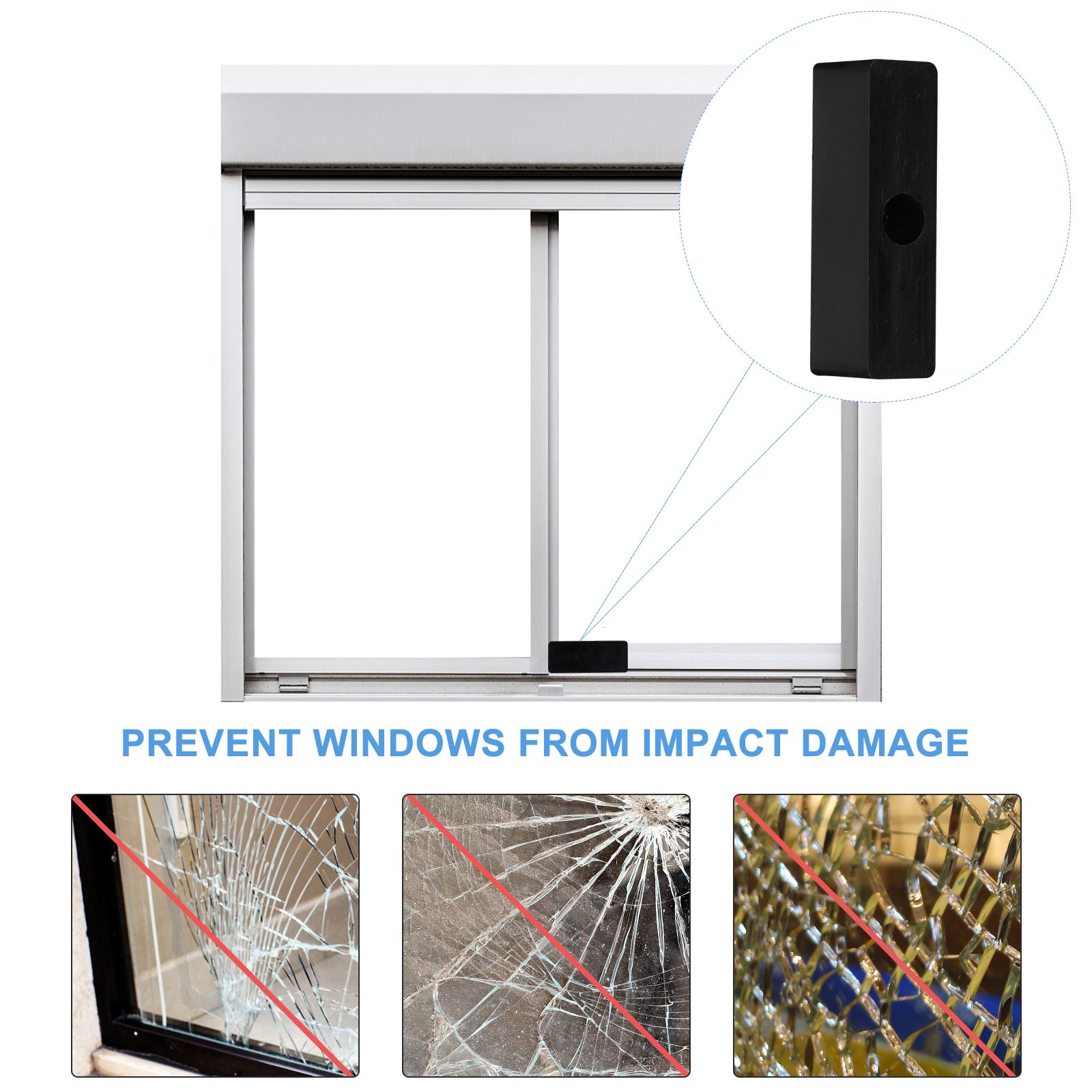 4pcs Window Plastic Anti-collision Buffer Block Protection Window Lock