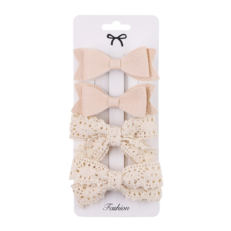Baby Bogen Haarnadel Mädchen Haar Clip Baumwolle Spitze Barette Für freundlicher Headwear Säuglings Blumen Karierten Clips Babys Nette Zubehör 3/4Stck: 5