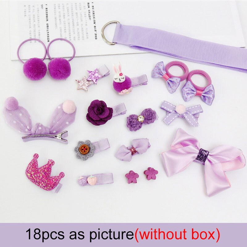 18 Stks/set Meisjes Hoofddeksels Set Speelgoed Meisje Prinses Hairdress Schoonheid Haar Clip Haarsp Pretend Play Speelgoed Kinderen Beauty Accessoires: aspicture-no-box2