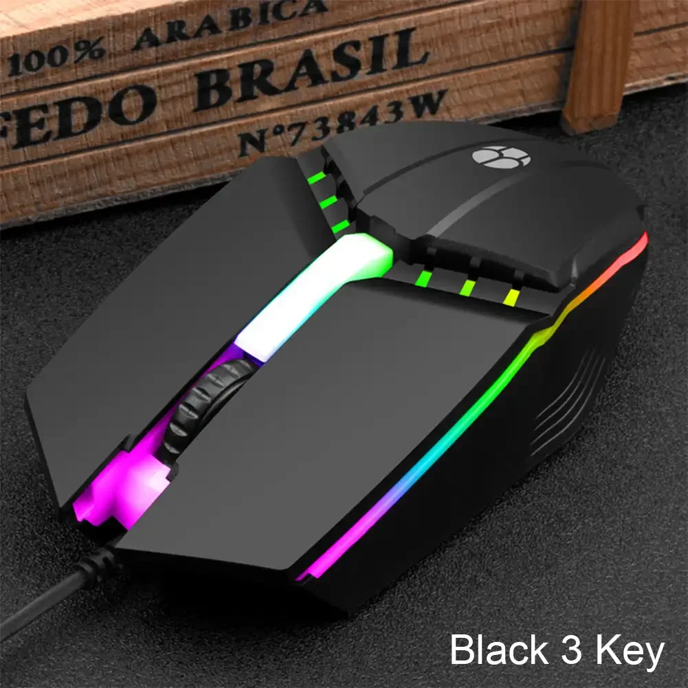 Universal USB Wired Gaming Mouse 1600 DPI 3 Buttons Game LED Optical Ergonomics Mouse For PC Laptop Computer Accessories: WHITE
