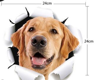 3D Simulatie Leuke Kat Persoonlijkheid Creatieve Auto Auto Sticker Hond Glas Auto Sticker Deur Kras Decoratieve Cover Sticker: Cute dog head