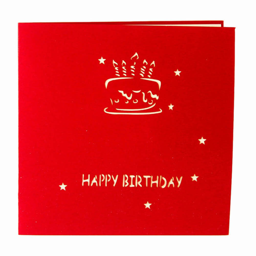 Kirigami-tarjeta de felicitación 3D hecha a mano con de Origami, vela para pastel de cumpleaños, sobre, tarjeta de invitación, 15*15cm