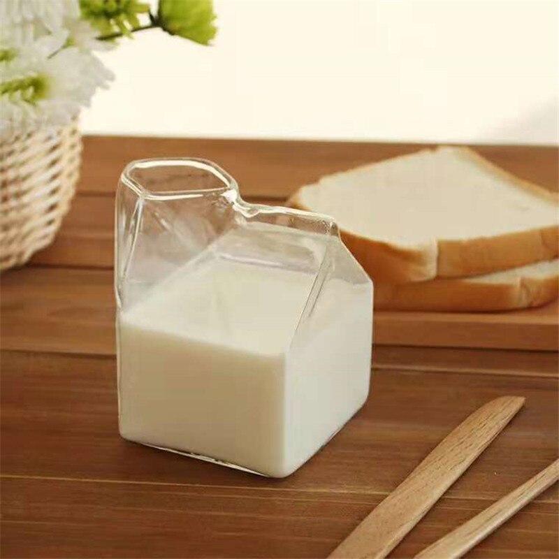 275ml Glass cup milk box coffee cups juice bottle clear glass: milk cup