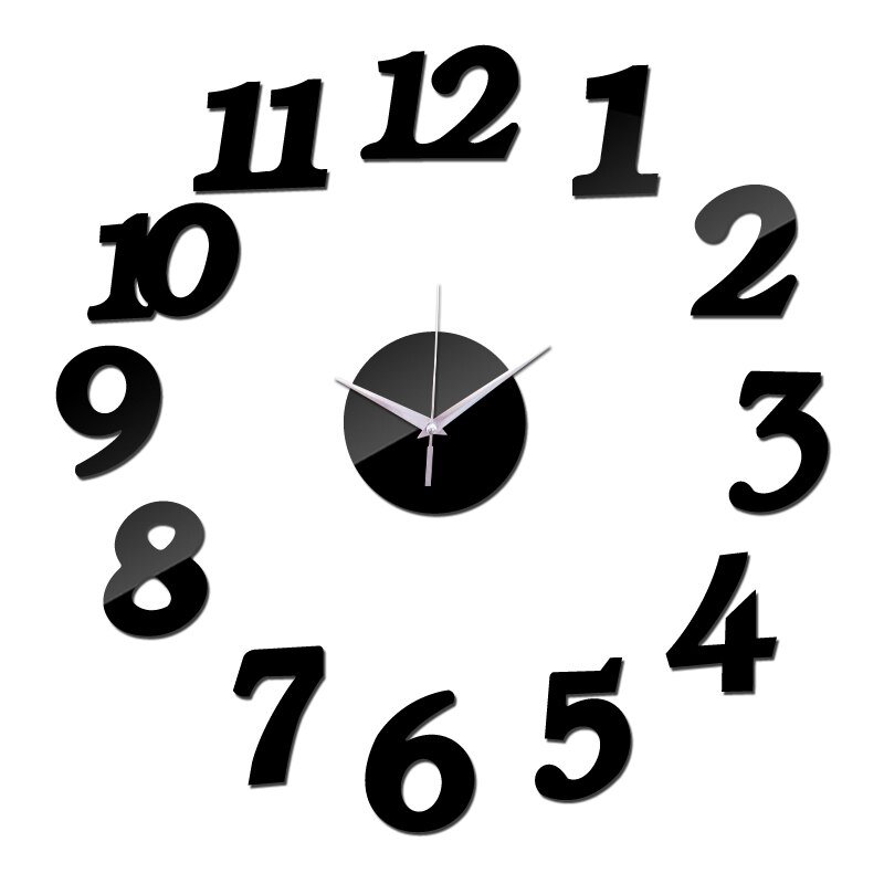 wall clock large decorative wall clocks home decor diy clocks living room reloj mural sticker: DIY-273 Black