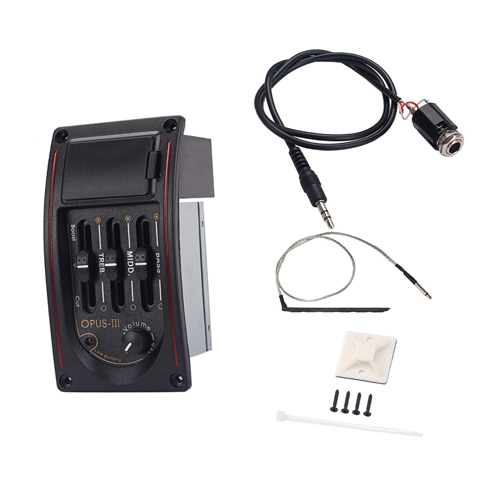 Acoustic Guitar 3 Band Preamp EQ Equalizer Pre-amp Piezo Pickup with Volume Control
