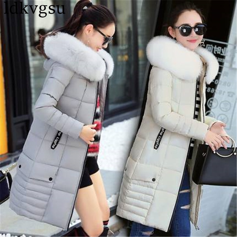 Women Winter Jackets Down Cotton Hooded Coat Plus Size Parkas Mujer Coats Long Coat Female Fur collar Coats A1297