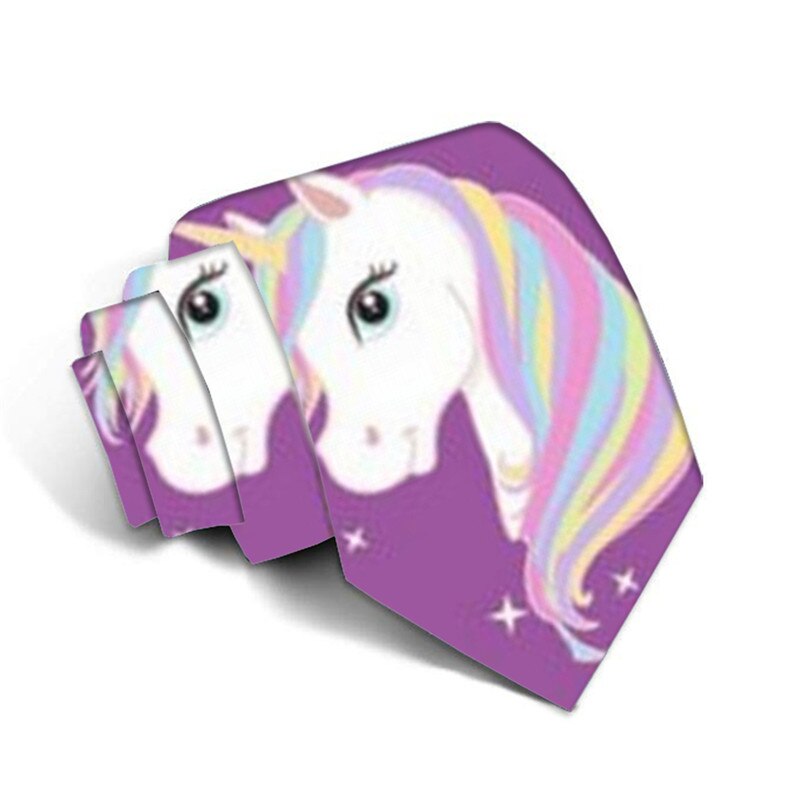 Hommes cravate Polyester 8CM coton licorne ciel imprimer Harajuku cravates pour hommes affaires casual fête mariage accessoires