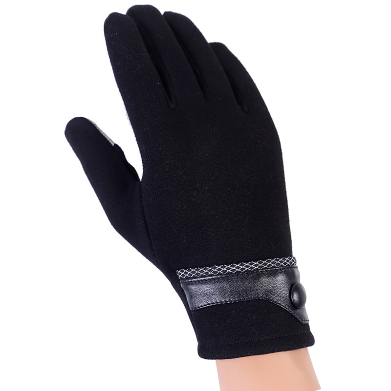 Touchscreen handsker mobiltelefon smartphone handsker køreskærm handske til mænd kvinder vinter varme handsker: 068e-  sorte