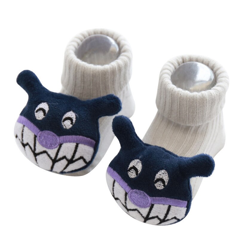 Baby Katoenen Sokken Peuter Anti-slip Vloer Sok Baby Jongens Meisjes 3D leeuw Kids Hoge Sokken Losse Slang 0-3Years: Grijs / S(6-12months)