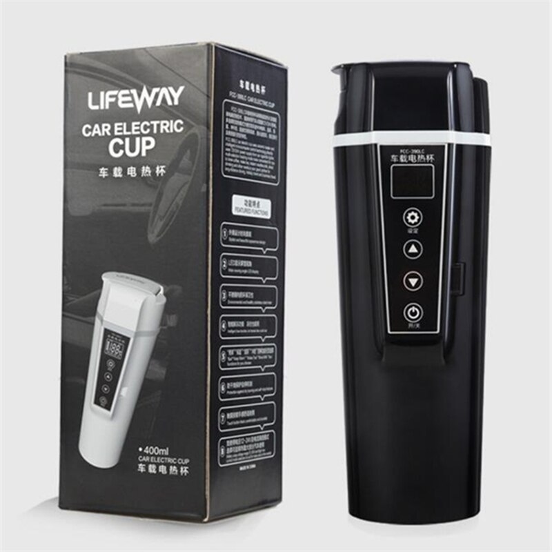 Taza de calefacción portátil para coche, termo eléctrico de viaje de 350Ml, 12V/24V, temperatura ajustable, calentador de agua, café, té