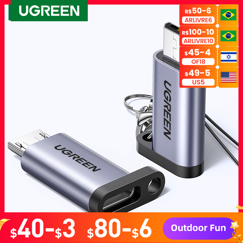 Ugreen-Adaptador USB tipo C a Micro USB hembra a macho, convertidor para Xiaomi, Samsung, Cable de datos