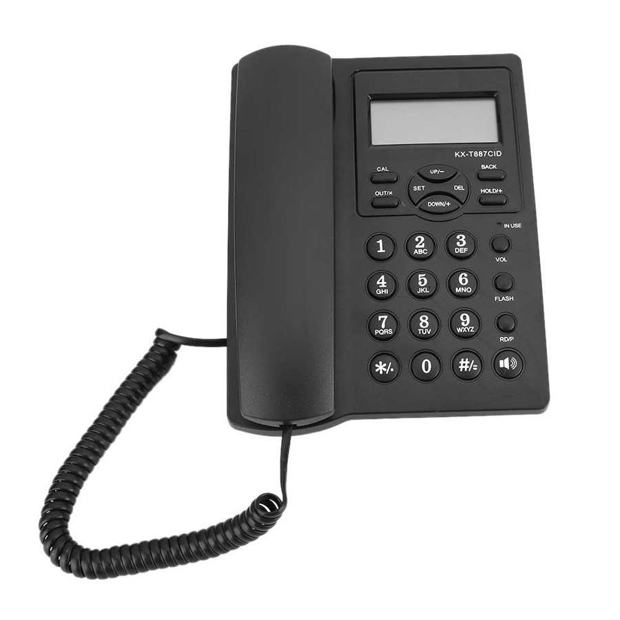 English Office Home Corded Telephone DTMF\FSK dual system hands-free volume phone with LCD Screen Display Black Telephones