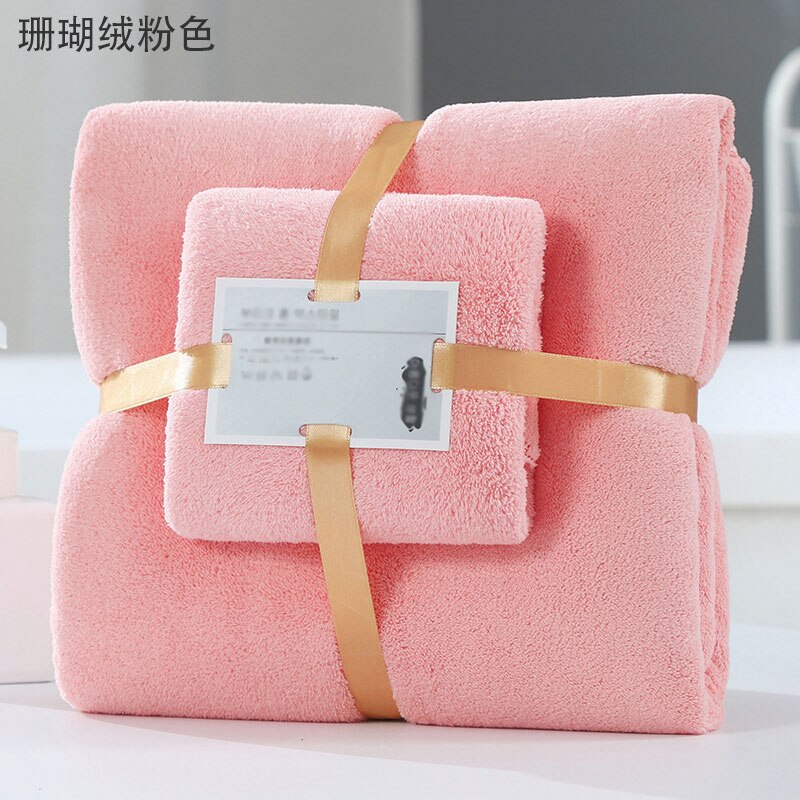 1 einstellen Luxus Super Weiche Handtuch einstellen Hohe saugfähig Schlecht Handtuch + Gesicht Handtücher Solide Farbe Schlecht Handtücher für Erwachsene korallen Vlies: Rosa