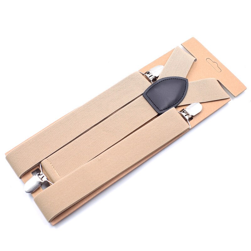Winfox vintage herrhängslen hängslen bred 3.5cm -armad grön läder byxa suspensorio hängslen för skjorta: Beige