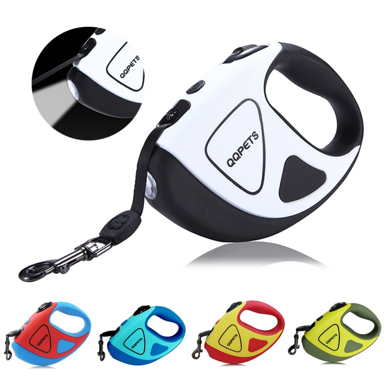 Hondenriem automatisch intrekbaar, led-lichtgevend, rekbaar, nylon hondenriem, lange hondenhand, touw voor middelgrote en grote honden.