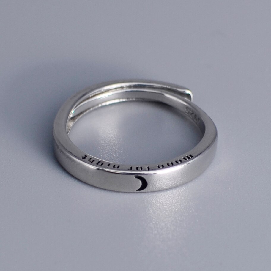 Sonne Mond Paar Ringe Minimalistischen Einstellbare Größe Ring Silber Farbe Öffnung Ringe Für Männer Frauen Paar Verlobung Schmuck: 1pc Mond