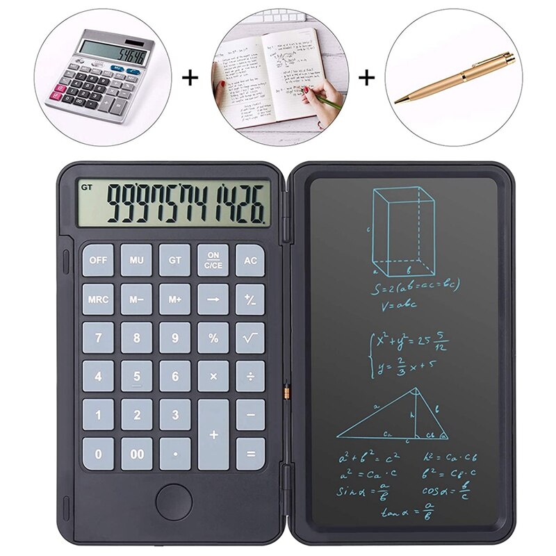 Calculator Writing Tablet,12 Digit Large Function Desktop Calculators with 6.5 Inch LCD Writing Board for Students