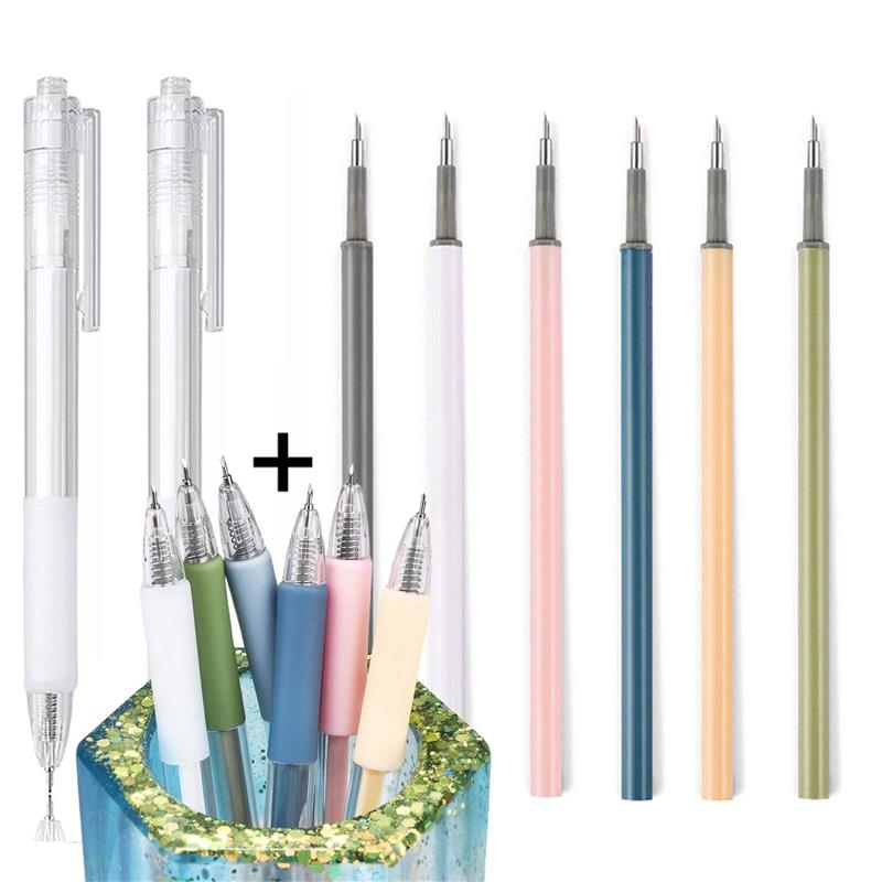 Set Papier geschnittenes Messer Stift Nachfüllset Kunst Allzweckmesser Scrapbook Schneidwerkzeug Präzaufkleber Washi Tape Cutter DIY Handwerk