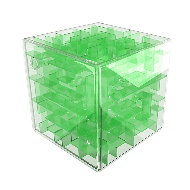 10cm Patience Games 3D Cube Puzzle Maze Toy Hand Game Case Box Fun Brain Game Challenge Toys Balance Educational Fidget toys: Transparent vert10cm