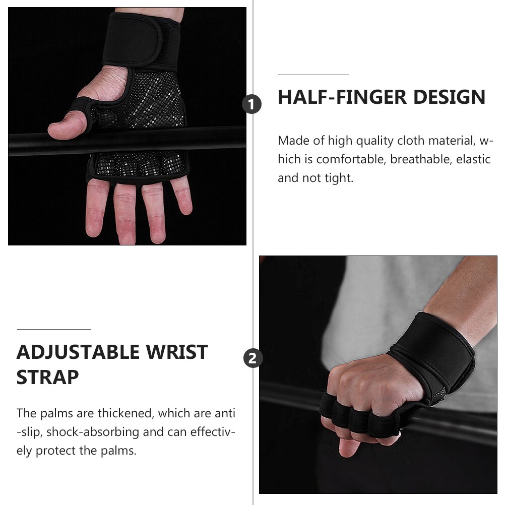 1 paar zwarte handschoenen sporthandschoen beschermende handschoenen sport fitness handpalmbescherming