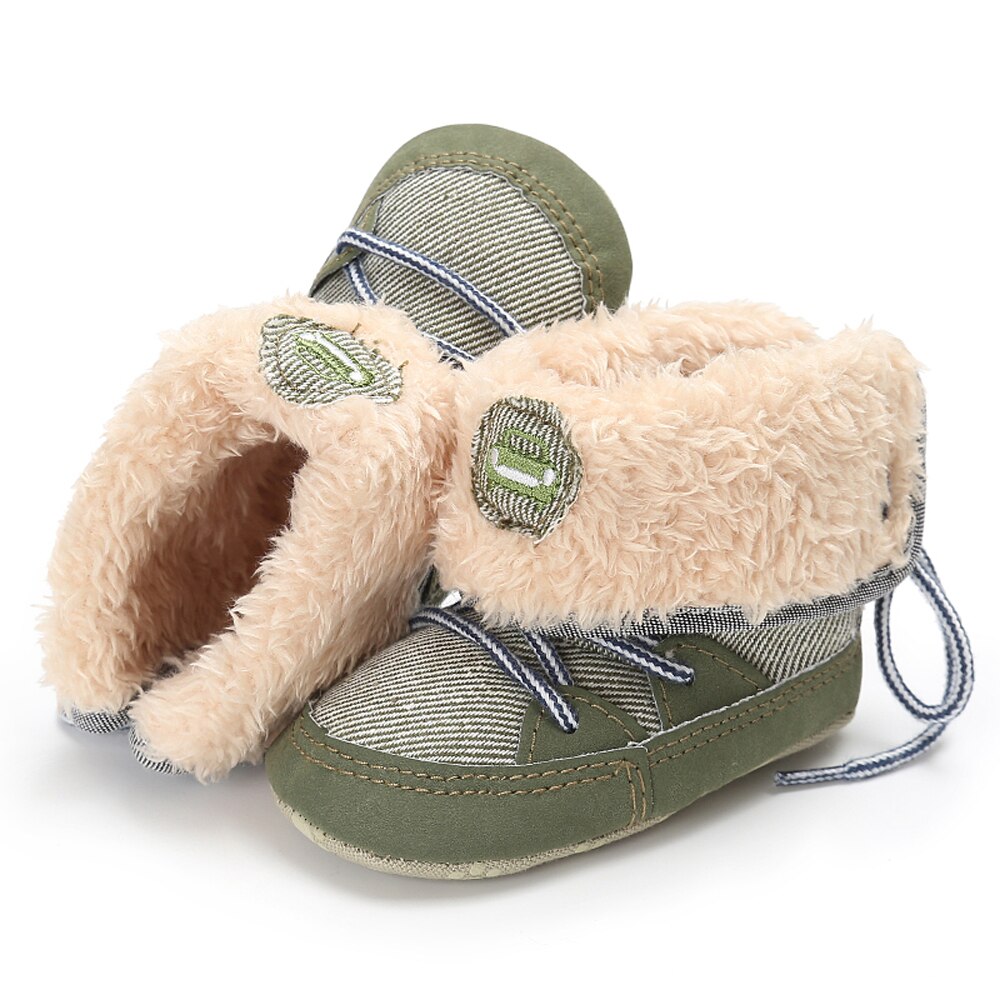 Winter Baby Boots Fleece Warm Newborn Shoes for Boys booties bebek ayakkabi Soft Sole tenis sapato infantil menino Bebes Booties: Green / 0-6 Months