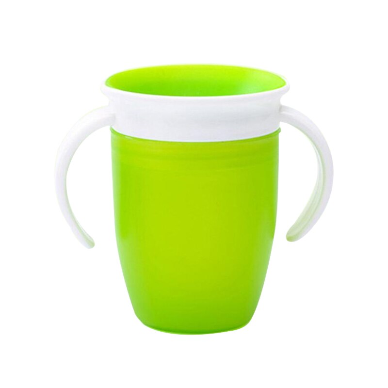 240ml babybekers, magische beker voor baby's, drinkbeker, waterbekers, dubbele handgreep, lekvrije melkfles met klapdeksel, 360 graden: Groene babybekers