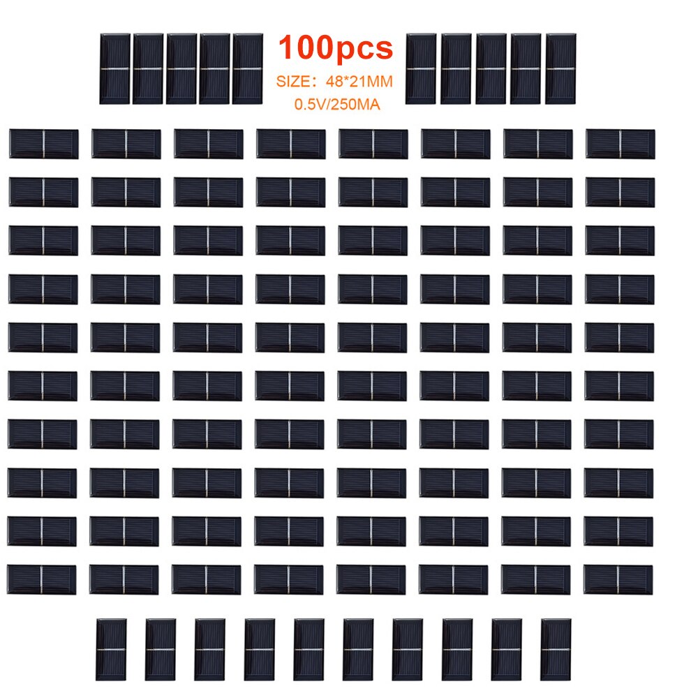 1W/2/4/6/8/50/100 Uds Panel Solar placa solar 5V portátil Mini celda solar DIY módulo monocristalino batería cargadores de teléfono de la ciencia: 100 pcs
