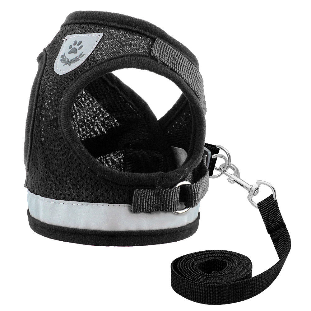 Hund Katze Walking Jacke Harness Leine Haustiere Welpen Kätzchen Kleidung Einstellbare Weste Reflektierende Walking Blei Leine Weste für Welpen: Black / L