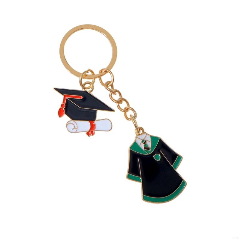 652F Academic Dress and Mortarboard Key Ring for Graduates and Educators Student Jewelry Graduation Ceremony Souvenir