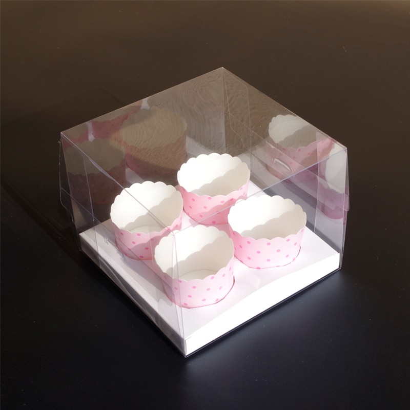 Plastic Alle Duidelijke Wegwerp Bakkerij Pakket Cupcakes Doos Voor 2 4 6 Stuks Cupcakes