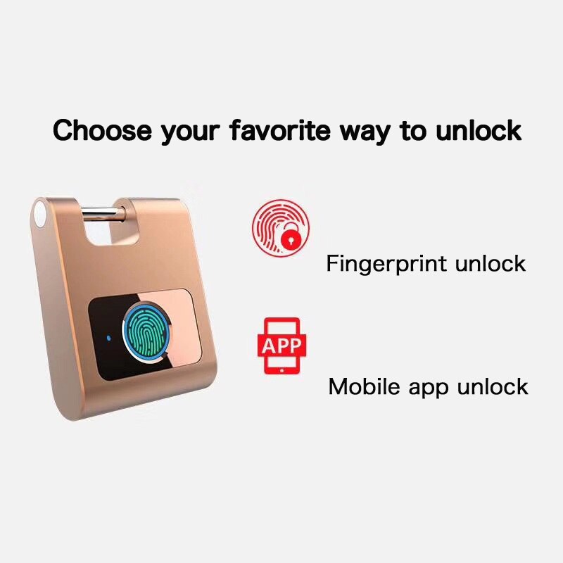 Smart Fingerprint Padlock Bluetooth APP Control Lock for Gym, Sports, Bike, School, Cabinet and Storage