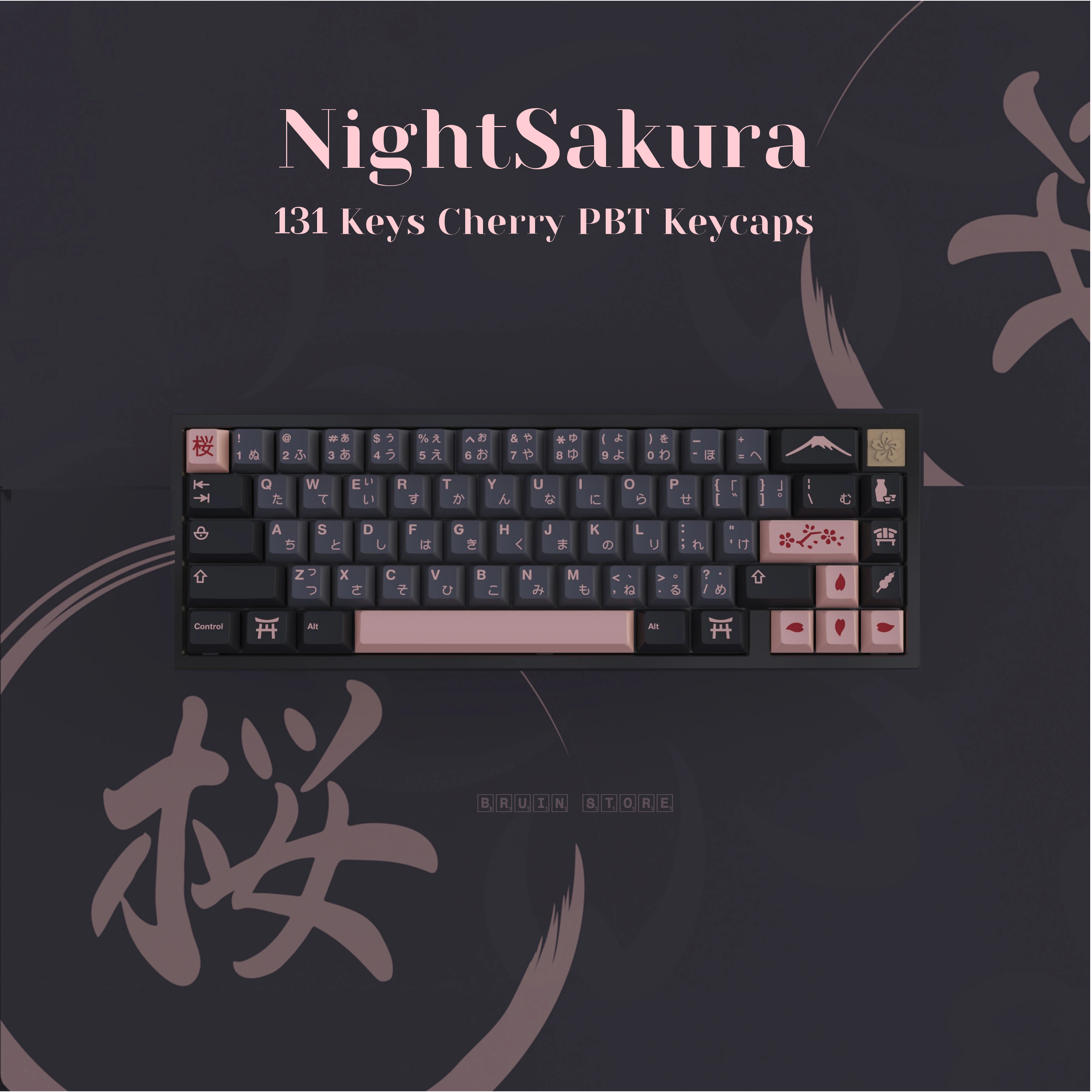 GMK Clone Nightsakura 131 Keys Cherry PBT Dye Sub Keycaps GMK Keys For GMMK Mx Switch Mechanical Keyboard 61/64/68/87/96/980/104