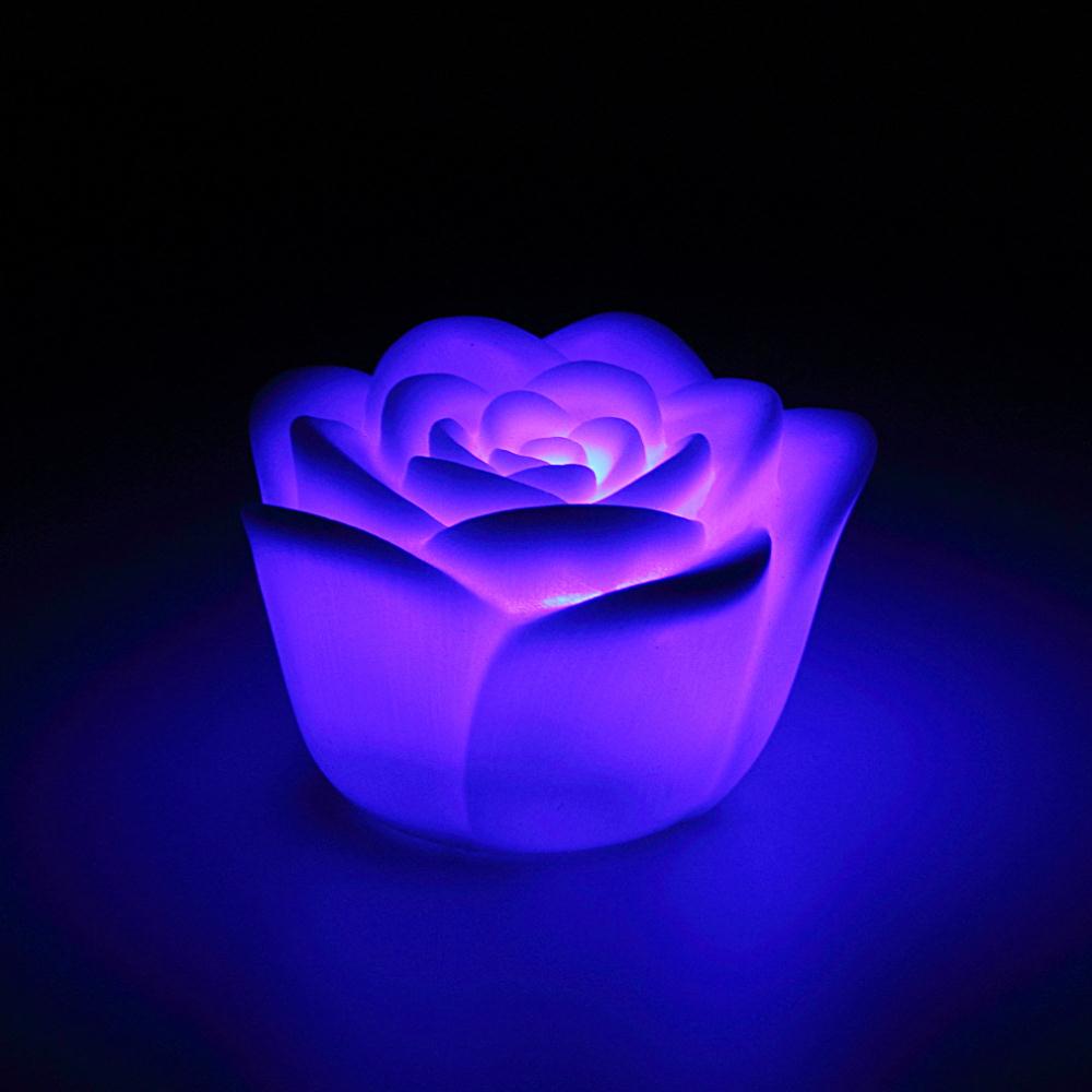 1Pc flor Rosa Luz LED La noche cambiando 7 colores romántico lámpara de luz de vela de Festival luz decorativa para