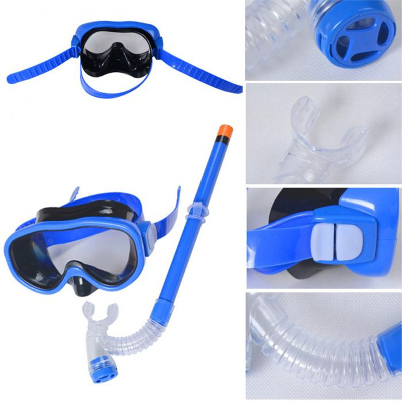 Unisex børn dykning maske snorkel sæt svømning scuba halvtør rør snorkling åndedrætsmaske anti tåge svømme briller til børn