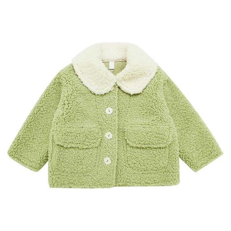 Winter kinderjas jongens en meisjes corduroy geborsteld en dikke jas warme kinderjas meisjesjas: Groente / 7t