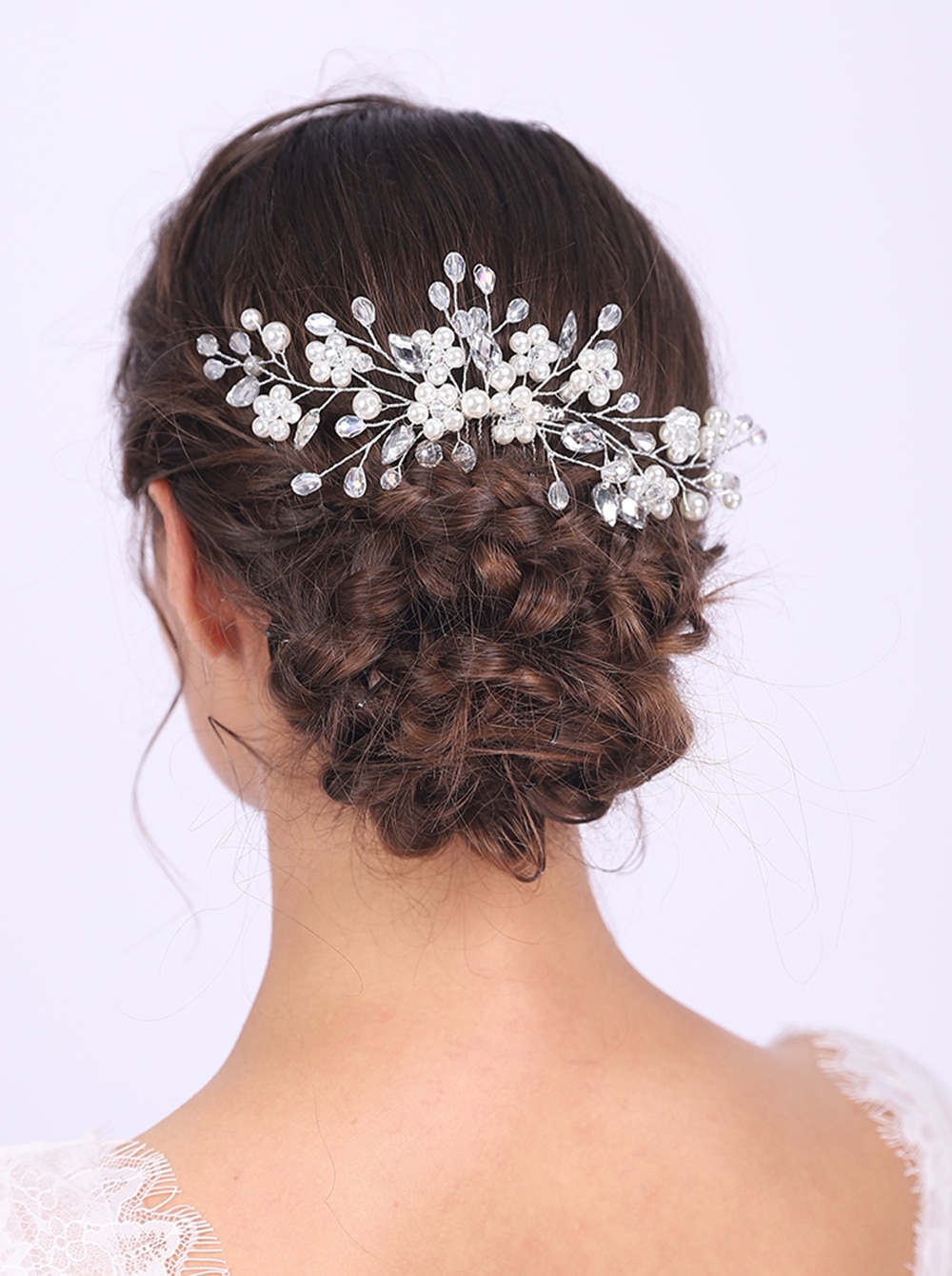 Accesorios para el cabello de oro rosa y plata para mujer, accesorios para el cabello con perlas de cristal brillantes, tocados puros y silenciosos para de banquete de boda, decoración
