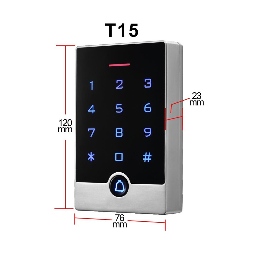 125Khz Rfid Toegangscontrole Systeem Reader Keypad IP65 Waterdichte Backlight Touch Keypad Metal 2000 Gebruikers