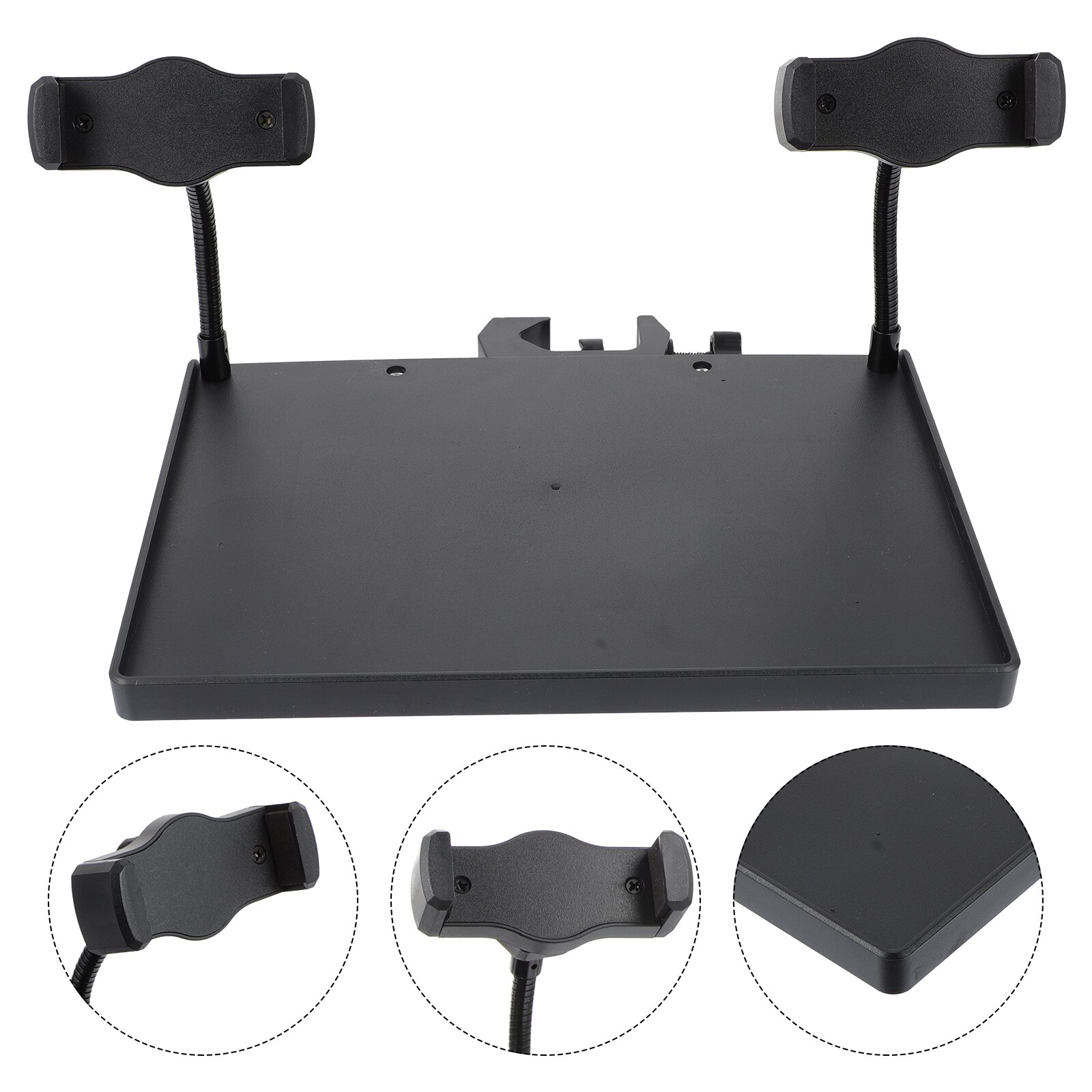 Mic Stand Tray Sheet Stand Clamp-on Dual Phone Stand Tray Shelf Holder: two